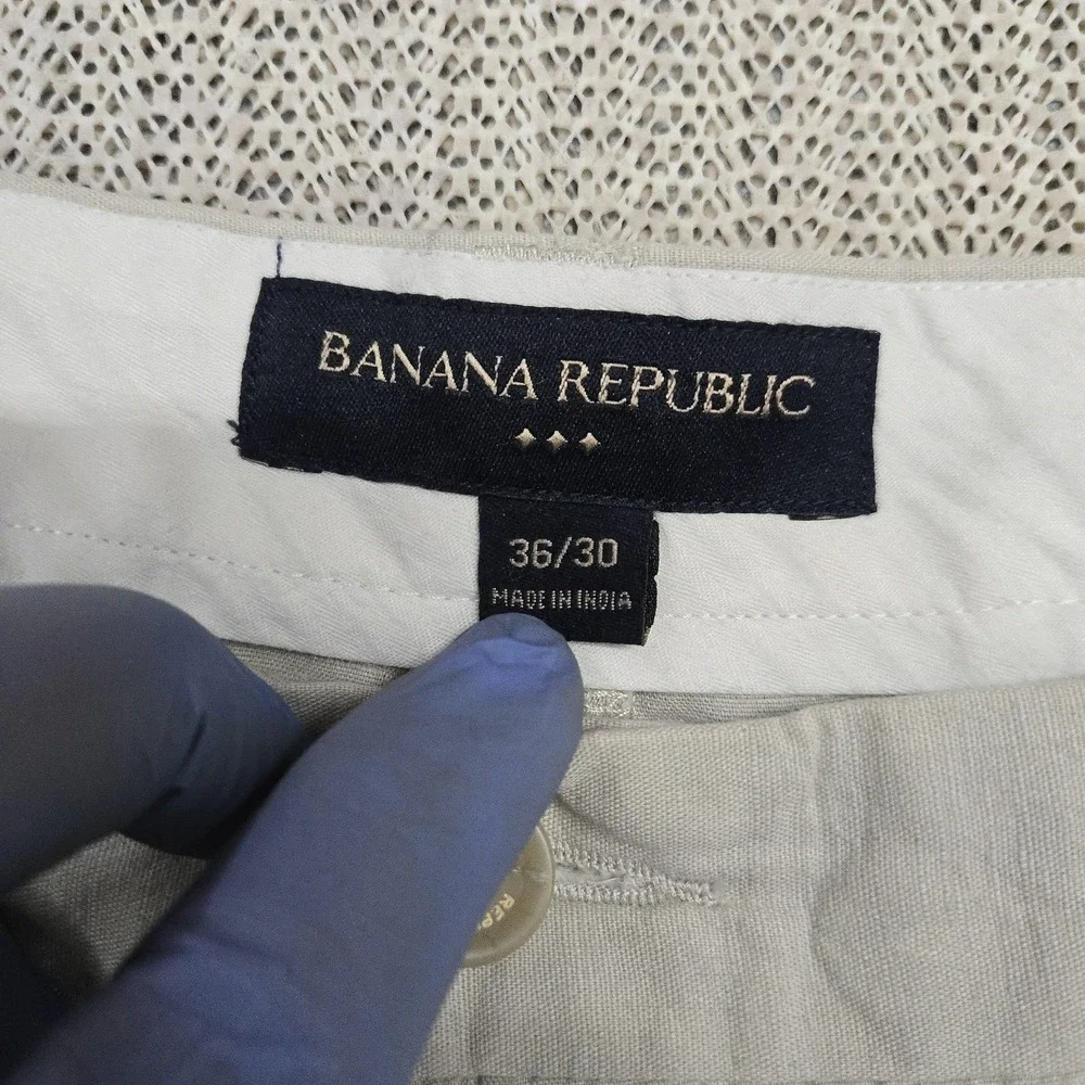 Banana Republic Pants Mens 36x30 Beige Ace Linen Chino Straight Leg Trouser